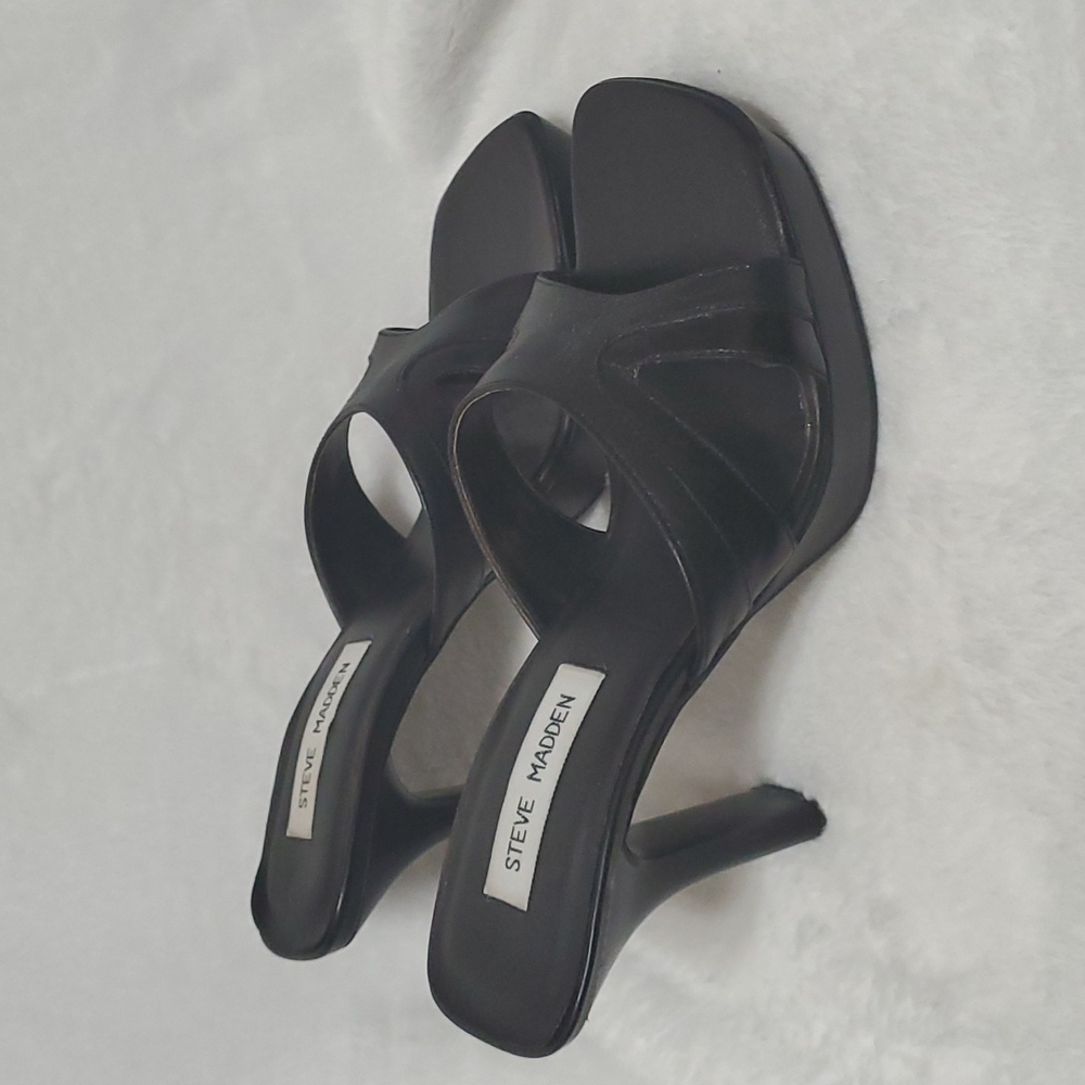 Steve Madden Open Toe Block Heel Sandal 8.5m Blac… - image 3